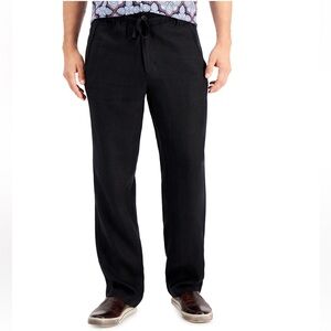 Linen Club Room Luxury Men's Black Drawstring Casual pants 100% linen Sz XL